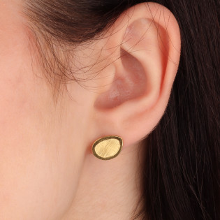 Kolczyki pozłacane szczotkowany owal/sztyft M3-383 GOLD próba 925