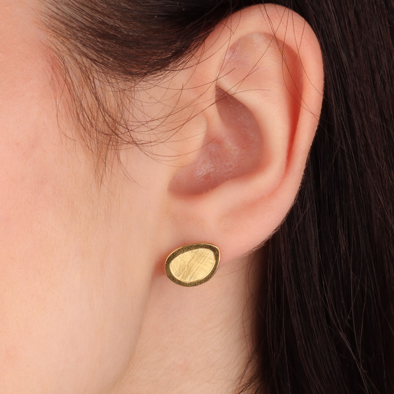 Kolczyki pozłacane szczotkowany owal/sztyft M3-383 GOLD próba 925