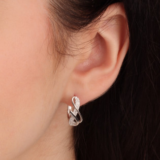Kolczyki srebrne ósemka z białymi cyrkoniami/ang.zap. HS2116 próba 925