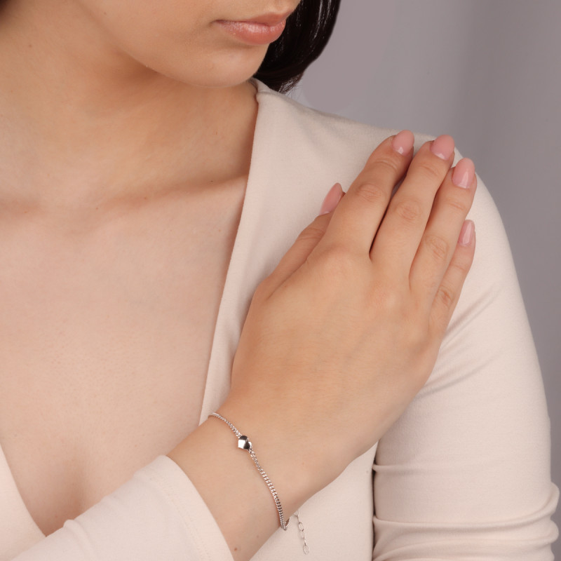 Bransoleta srebrna gładkie serce/pancer M3-405 ROD próba 925