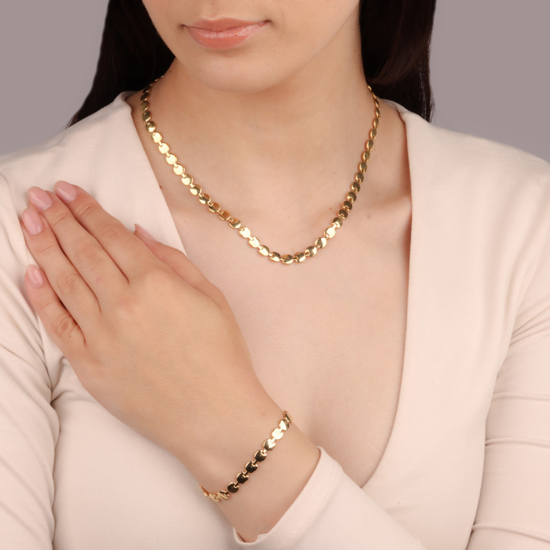 Naszyjnik pozłacany składak z okrągłymi blaszkami/reg. M3-402 GOLD próba 925