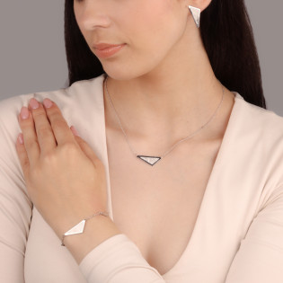 Bransoleta srebrna szczotkowane i gładkie trójkąty/rolo M3-058-1 ROD próba 925