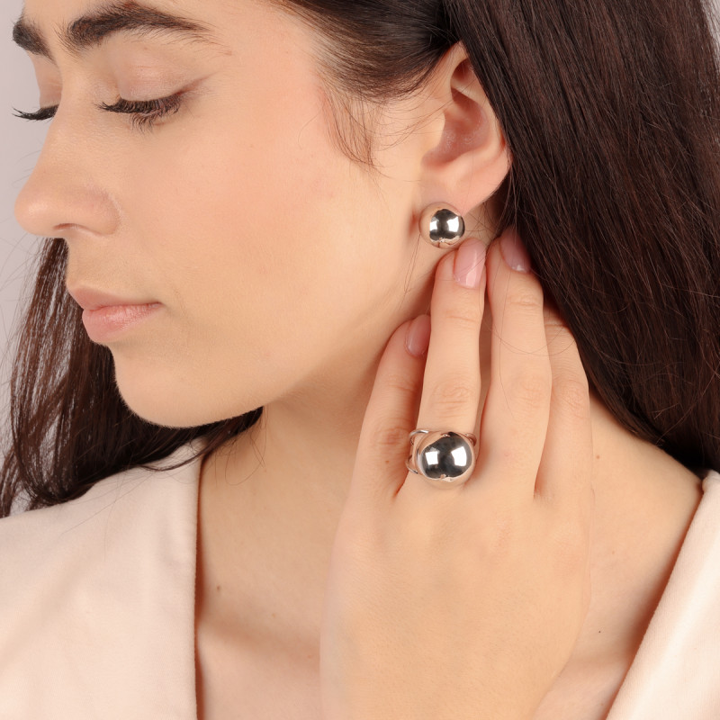 Kolczyki srebrne gładka półkulka/sztyft HS2094-1 ROD próba 925