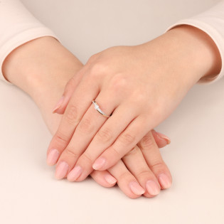 Srebrny Pierścionek z Cyrkoniami i Złotą Blaszką - JubilerSezam.pl