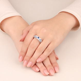 Srebrny Pierścionek Fala z Cyrkoniami pr. 925 - JubilerSezam.pl