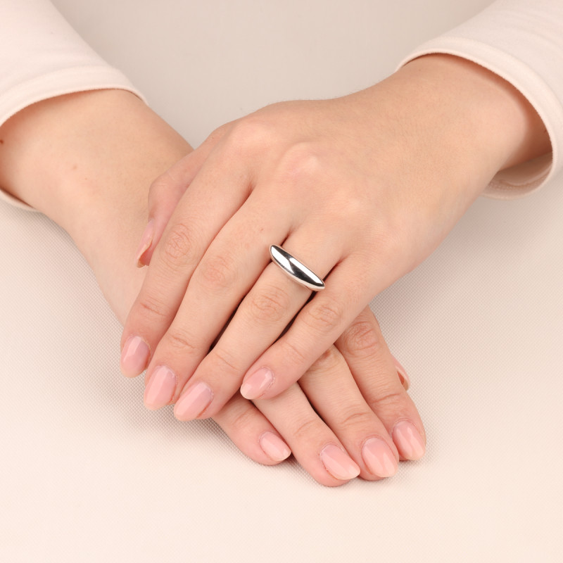 Pierścionek srebrny gładka fasolka bokiem HS2113 ROD próba 925