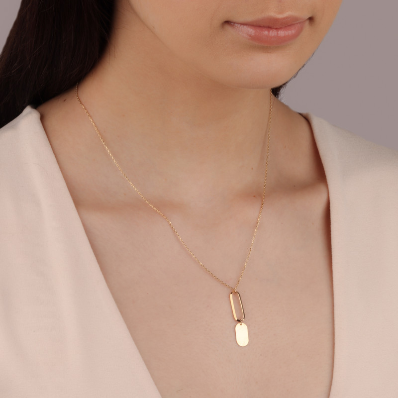 Naszyjnik złoty owal ramka i blaszka/rolo AR X5FOR6N7323-V próba 375