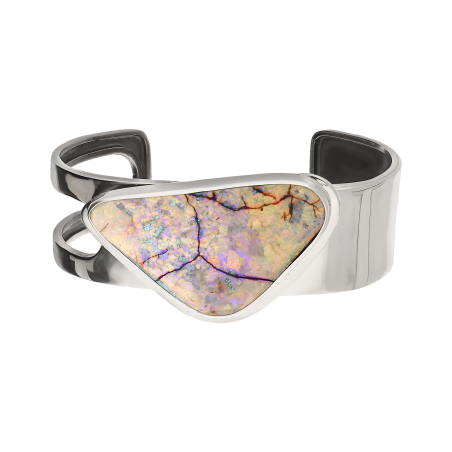 Bransoleta srebrna bangla z opalem laboratoryjnym