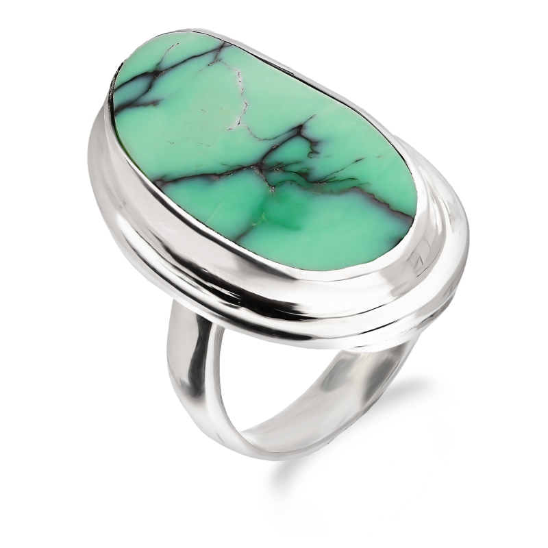 Pierścionek srebrny owalny z waryscytem