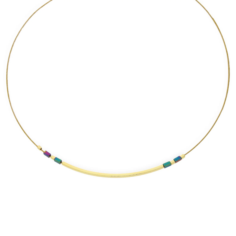 Naszyjnik pozłacany hematyt kostki i kwadratowa pałka/linka  A6 07582452-00 próba 925