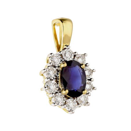 Zawieszka złota Markiza z owalnym szafirem