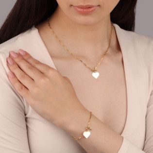 Pozłacana Bransoletka Srebrna Serce Pr. 925 - JubilerSezam.pl