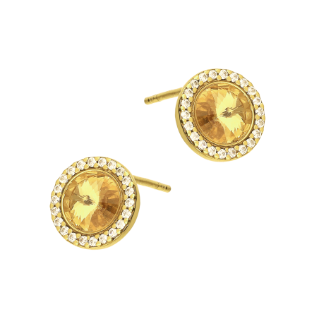 Pozłacane kolczyki z kryształem i cyrkoniami pr. 925 - JubilerSezam.pl