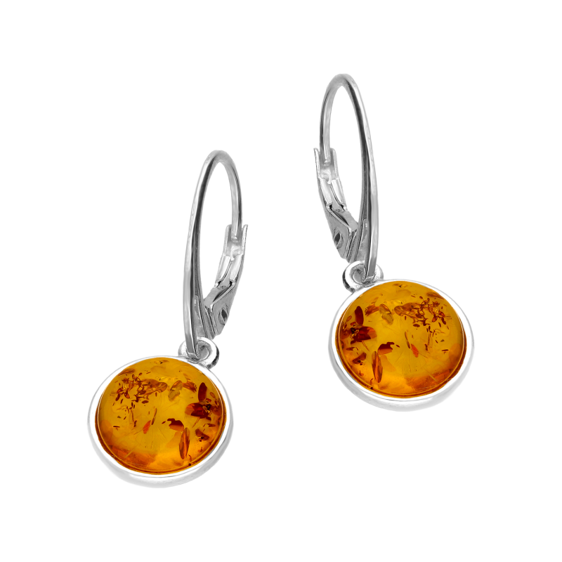 Srebrne Kolczyki z Bursztynem Koniakowym pr. 925 - JubilerSezam.pl