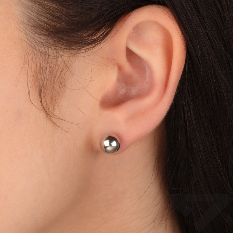 Kolczyki srebrne wypukła kulka 8 mm/sztyft AT KULKA-8mm ROD próba 925