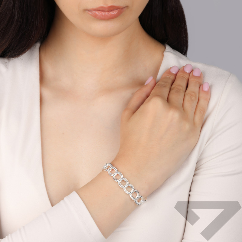 Bransoleta srebrna z dwoma rzędami owali BC 1440-150 TWIN próba 925