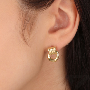 Kolczyki pozłacane owal i pazurki/sztyft HS2110 GOLD próba 925