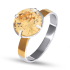 Pierścionek srebrny z szampańską cyrkonią i złotą blaszką BM 566_AU375 blaszka gold
