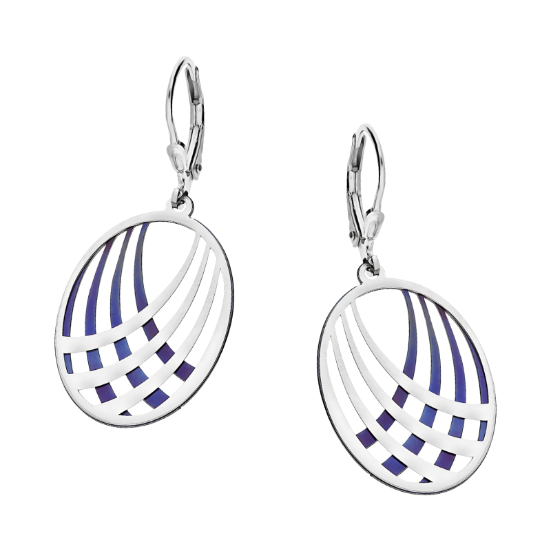 Kolczyki srebrne ażurowy owal z tytanem/big.zam. JZ 10030125 próba 925