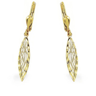 Kolczyki złote wiszące ażurowa łezka