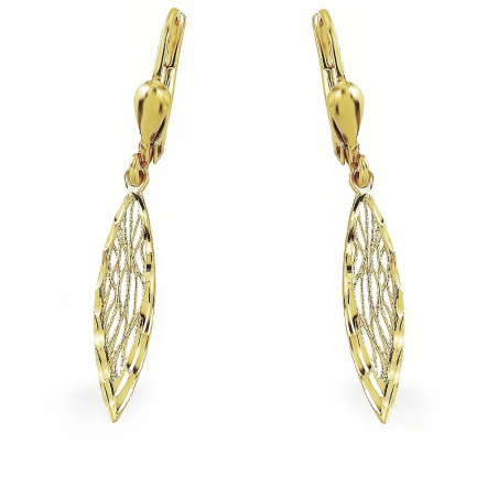 Kolczyki złote wiszące ażurowa łezka