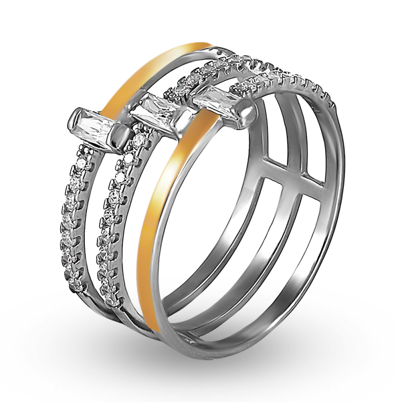 Pierścionek srebrny cyrkonie i złote blaszki zaprezentowany przez Miss Australia Krysta Summa Heath