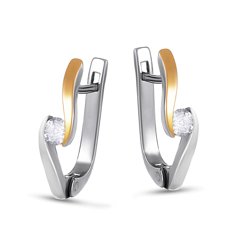 Kolczyki srebrne Mariage z cyrkonią i złotą blaszką/ang.zap. BM 1415_AU375 blaszka gold