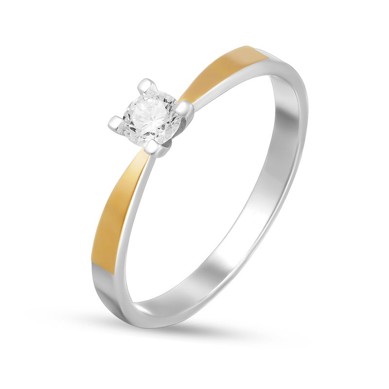 Pierścionek srebrny Soliter biała cyrkonia i złota blaszka GR 4ł BM 2016_AU375 blaszka gold