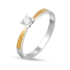 Pierścionek srebrny Soliter biała cyrkonia i złota blaszka GR 4ł BM 2016_AU375 blaszka gold