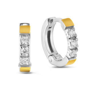 Kolczyki srebrne z białymi cyrkoniami i złotą blaszką/ang.zap. BM 2019_AU375 blaszka gold