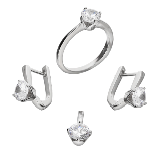 Srebrny Komplet Biżuterii z Cyrkonią pr. 925 - JubilerSezam.pl