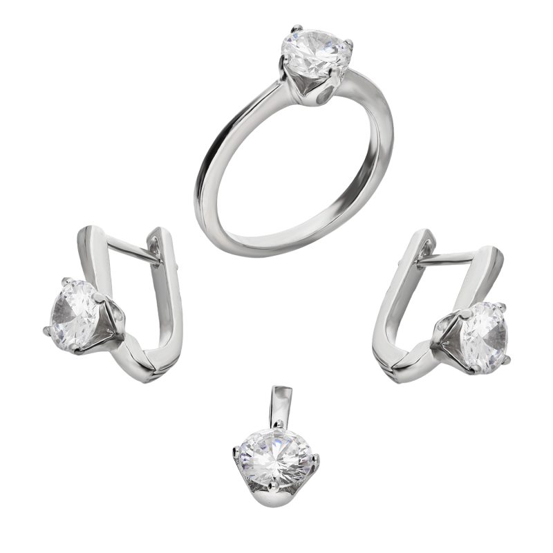 Srebrny Komplet Biżuterii z Cyrkonią pr. 925 - JubilerSezam.pl