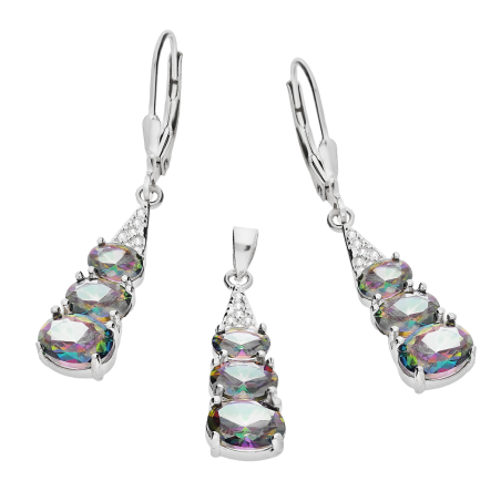 Komplet srebrny kolczyki i zawieszka owalne topazy  HS2017 Topaz Mistic próba 925