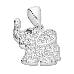 Srebrna Zawieszka Słoń z Cyrkoniami pr. 925 - JubilerSezam.pl