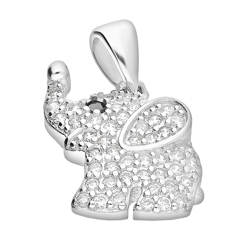 Srebrna Zawieszka Słoń z Cyrkoniami pr. 925 - JubilerSezam.pl