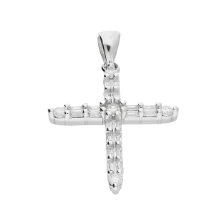 Krzyżyk srebrny z cyrkoniami w formie bagiet HS2032 próba 925