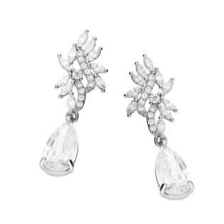 Srebrne kolczyki kwiatki z cyrkoniami pr. 925 - JubilerSezam.pl
