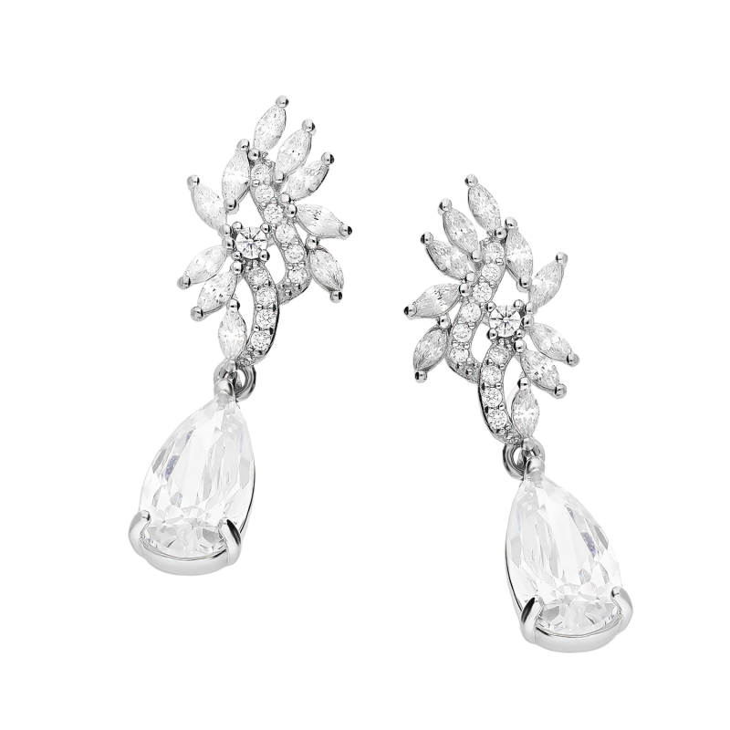 Srebrne kolczyki kwiatki z cyrkoniami pr. 925 - JubilerSezam.pl