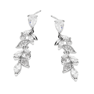 Srebrne Kolczyki Gałązki z Cyrkoniami pr. 925 - JubilerSezam.pl