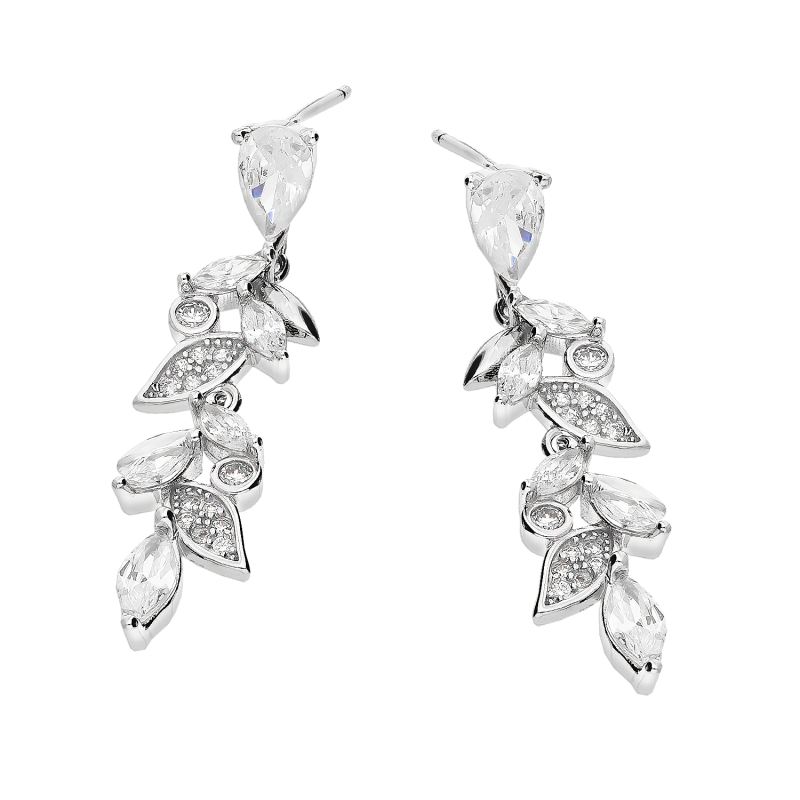 Srebrne Kolczyki Gałązki z Cyrkoniami pr. 925 - JubilerSezam.pl