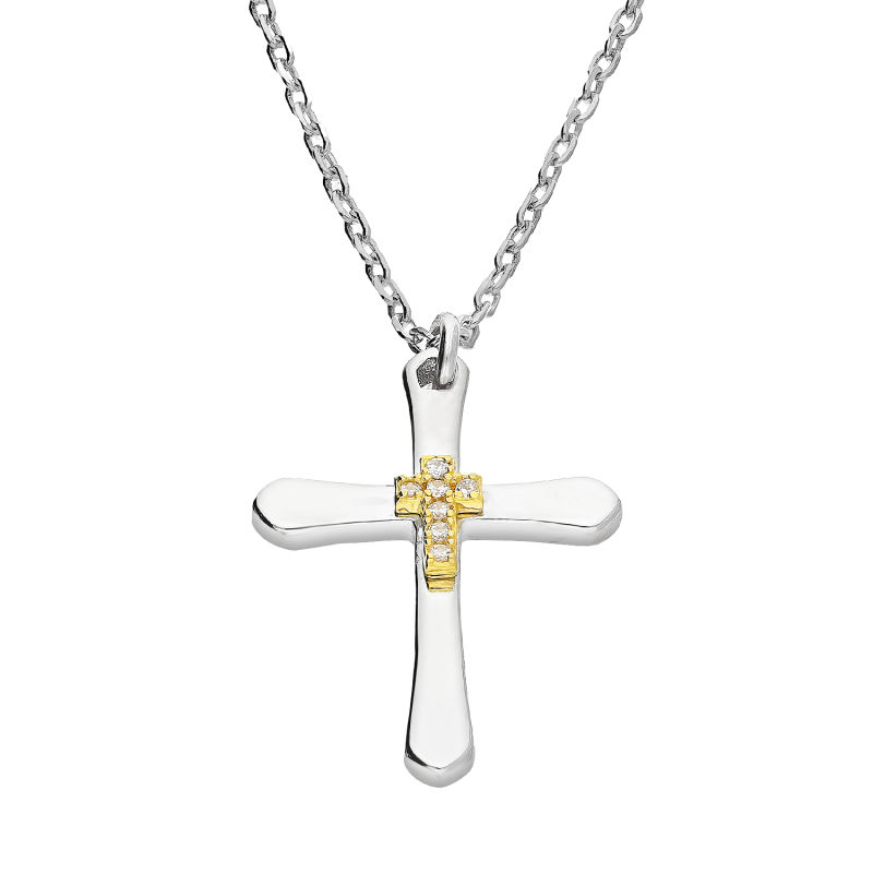 Srebrny naszyjnik z krzyżem, pozłacany, pr. 925 - JubilerSezam.pl