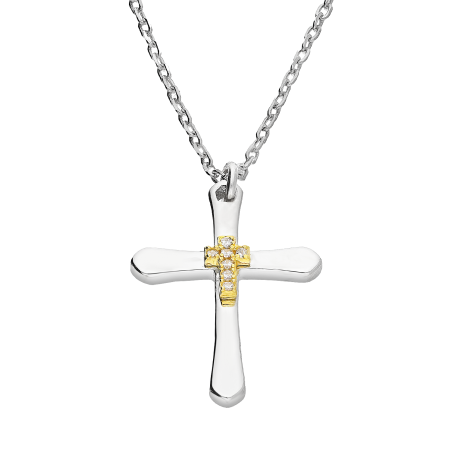 Srebrny naszyjnik z krzyżem, pozłacany, pr. 925 - JubilerSezam.pl