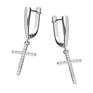 Srebrne kolczyki krzyżyki z cyrkoniami pr. 925 - JubilerSezam.pl