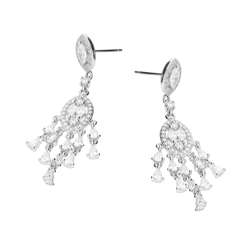 Srebrne Kolczyki Łezki z Cyrkoniami pr. 925 - JubilerSezam.pl