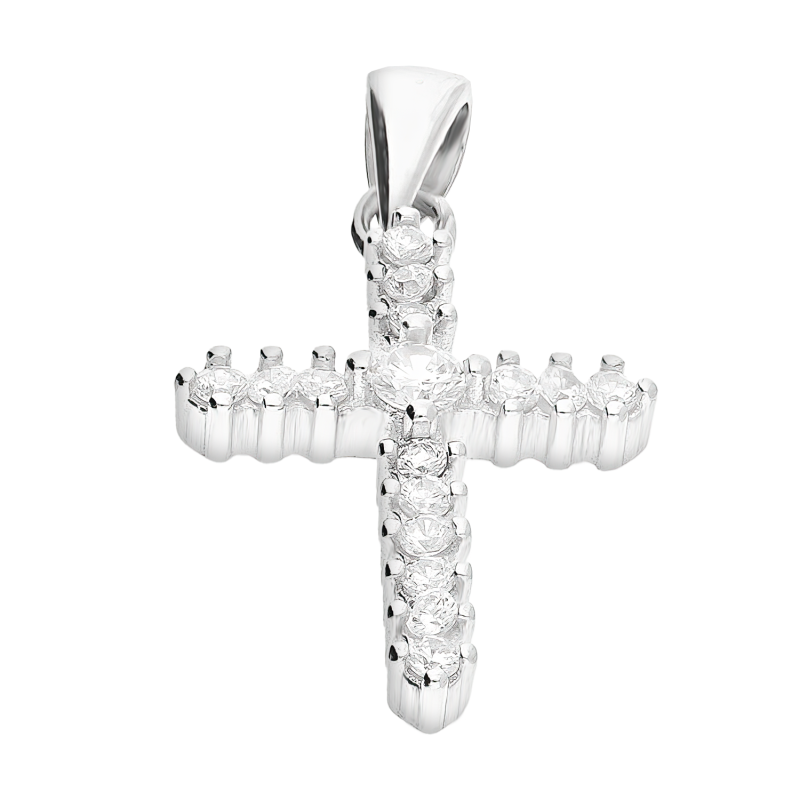 Srebrny Krzyżyk z Cyrkoniami pr. 925 - JubilerSezam.pl