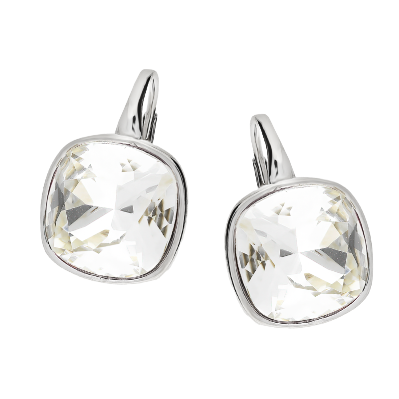 Kolczyki srebrne z kwadratowym białym kryształem/big.zam. HS SWASQ15x15-C próba 925
