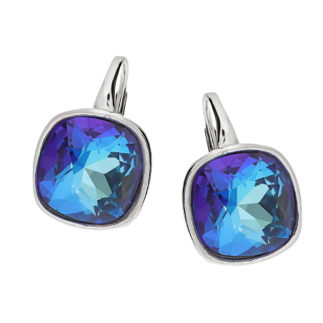 Kolczyki srebrne z błękitnym kwadratowym kryształem/big.zam. HS SWASQ15x15-VM próba 925