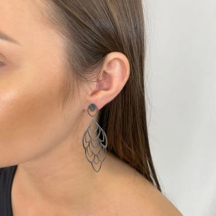 Kolczyki srebrne ażurowe skrzydło i mała łezka/sztyft JZ 10085120 próba 925