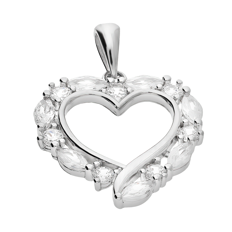 Serduszko srebrne ramka z białymi cyrkoniami TB 22654 próba 925