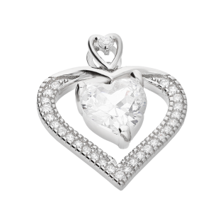 Serduszko srebrne z białymi cyrkoniami i ruchomym sercem TB 22695 próba 925
